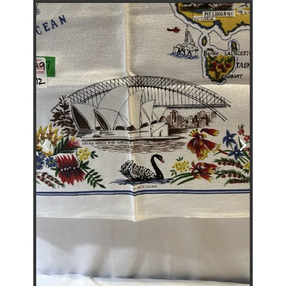 Vintage Midcentury‎ Map of Australia Linen Souvenir Tablecloth 48